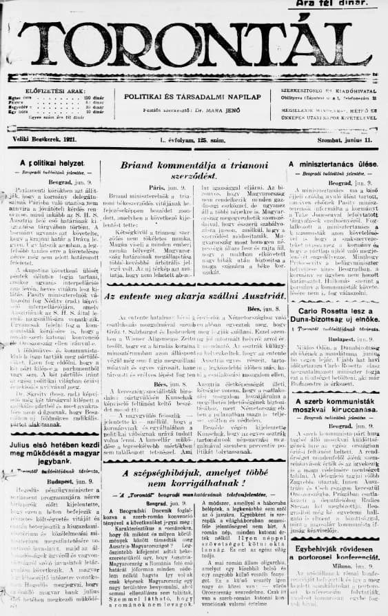 Torontál, 50. évf. 1921. június 11. 125. sz.