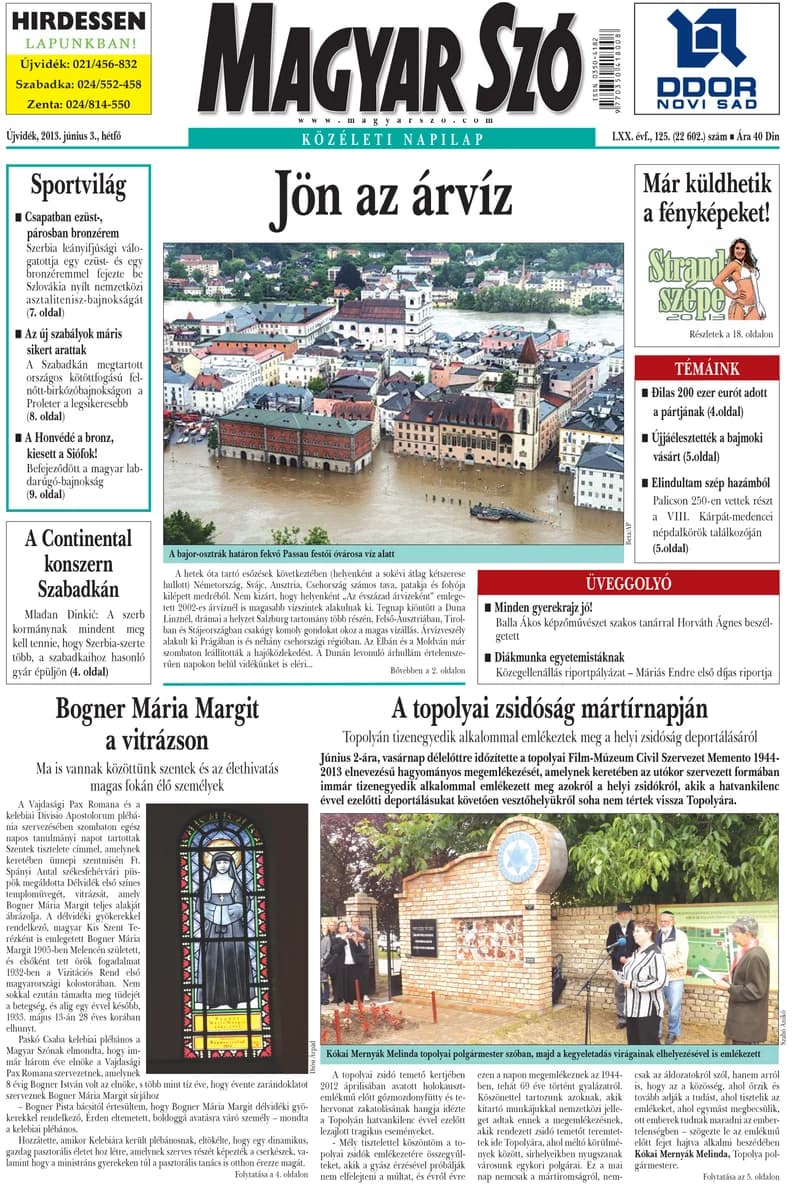 Magyar Szó, 70. évf. 2013. június 3. 125. sz. 1–16. oldal