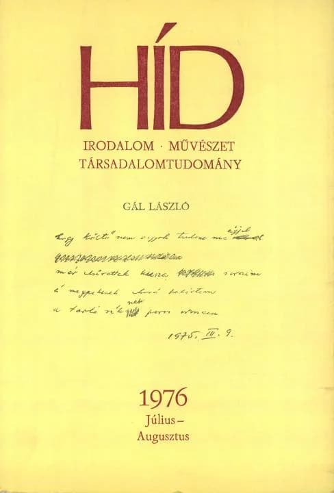 Híd, 40. évf. 1976. július – augusztus. 7–8. sz. 821–984. oldal