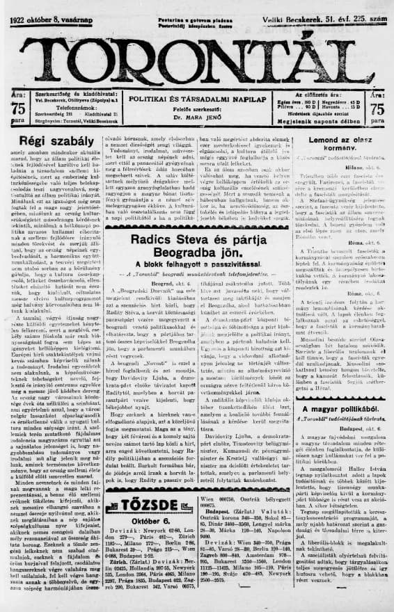 Torontál, 51. évf. 1922. október 8. 225. sz.