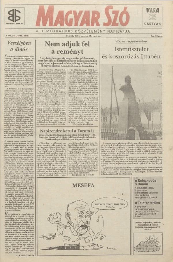 Magyar Szó, 51. évf. 1994. március 13. 52. sz. 1–24. oldal
