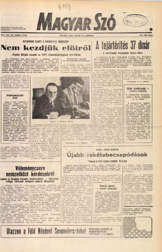 Magyar Szó, 45. évf. 1988. március 10. 68. sz. 1–16. oldal
