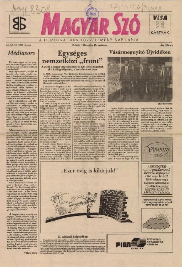 Magyar Szó, 51. évf. 1994. május 15. 92. sz.