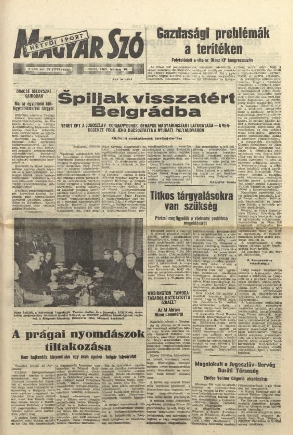 Magyar Szó, 26. évf. 1969. február 10. 39. sz. 1–14. oldal