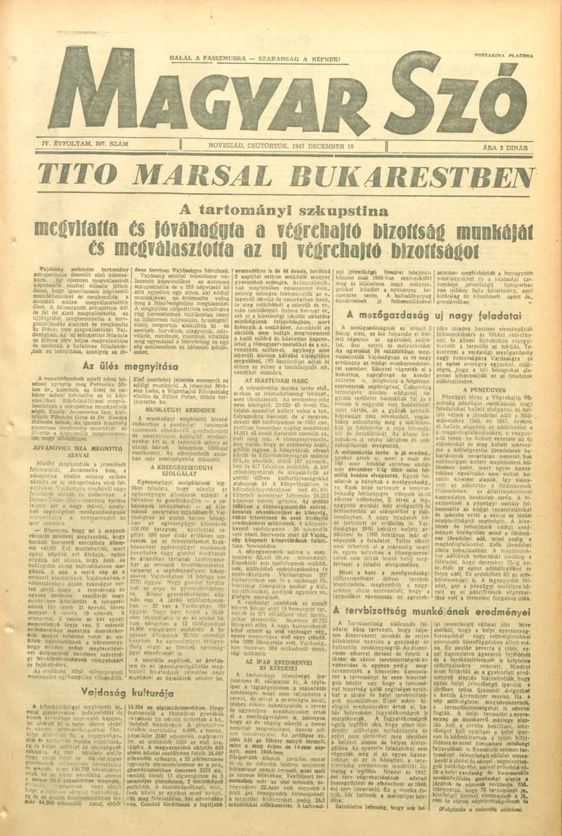 Magyar Szó, 4. évf. 1947. december 18. 307. sz. 1–8. oldal