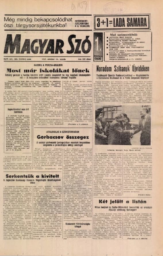 Magyar Szó, 44. évf. 1987. október 14. 283. sz. 1–16. oldal