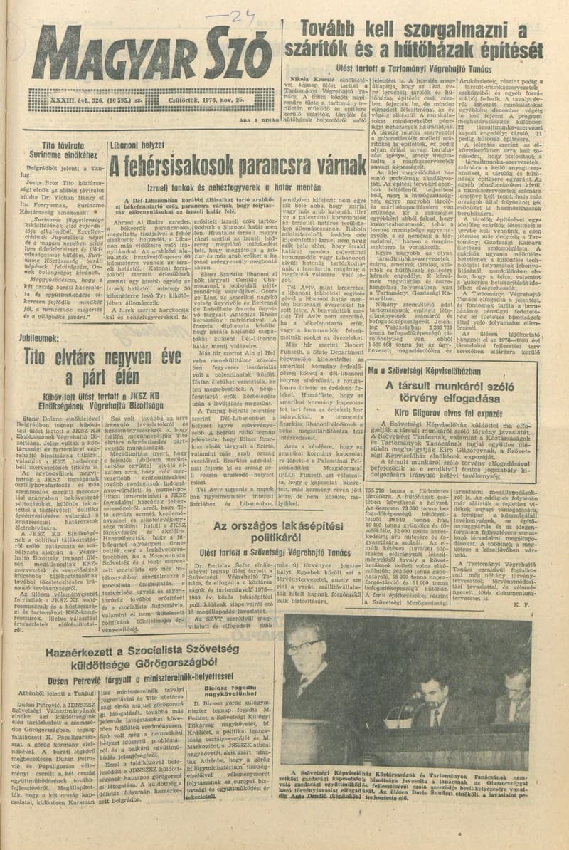 Magyar Szó, 33. évf. 1976. november 25. 326. sz. 1–20. oldal