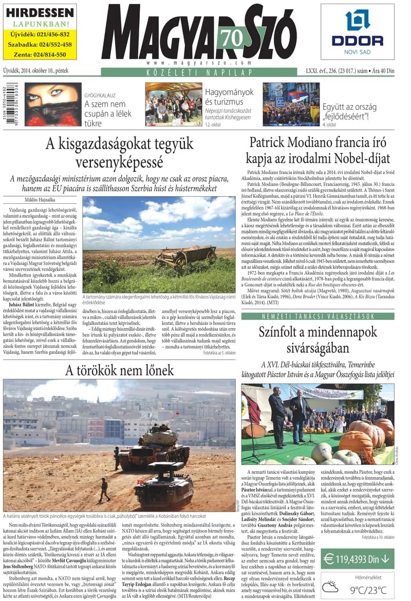 Magyar Szó, 71. évf. 2014. október 10. 236. sz. 1–16. oldal
