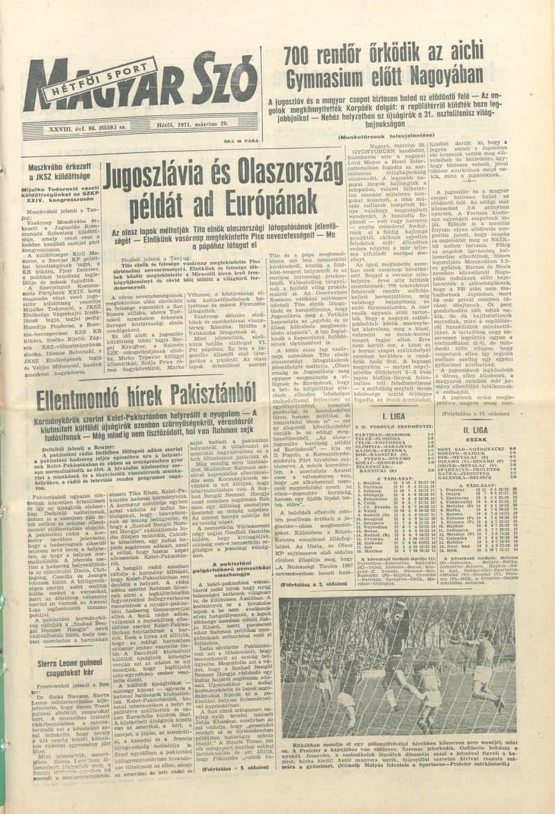Magyar Szó, 28. évf. 1971. március 29. 86. sz. 1–16. oldal