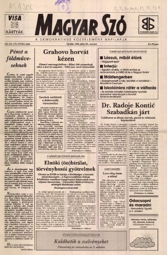 Magyar Szó, 52. évf. 1995. július 29. 174. sz. 1–16. oldal