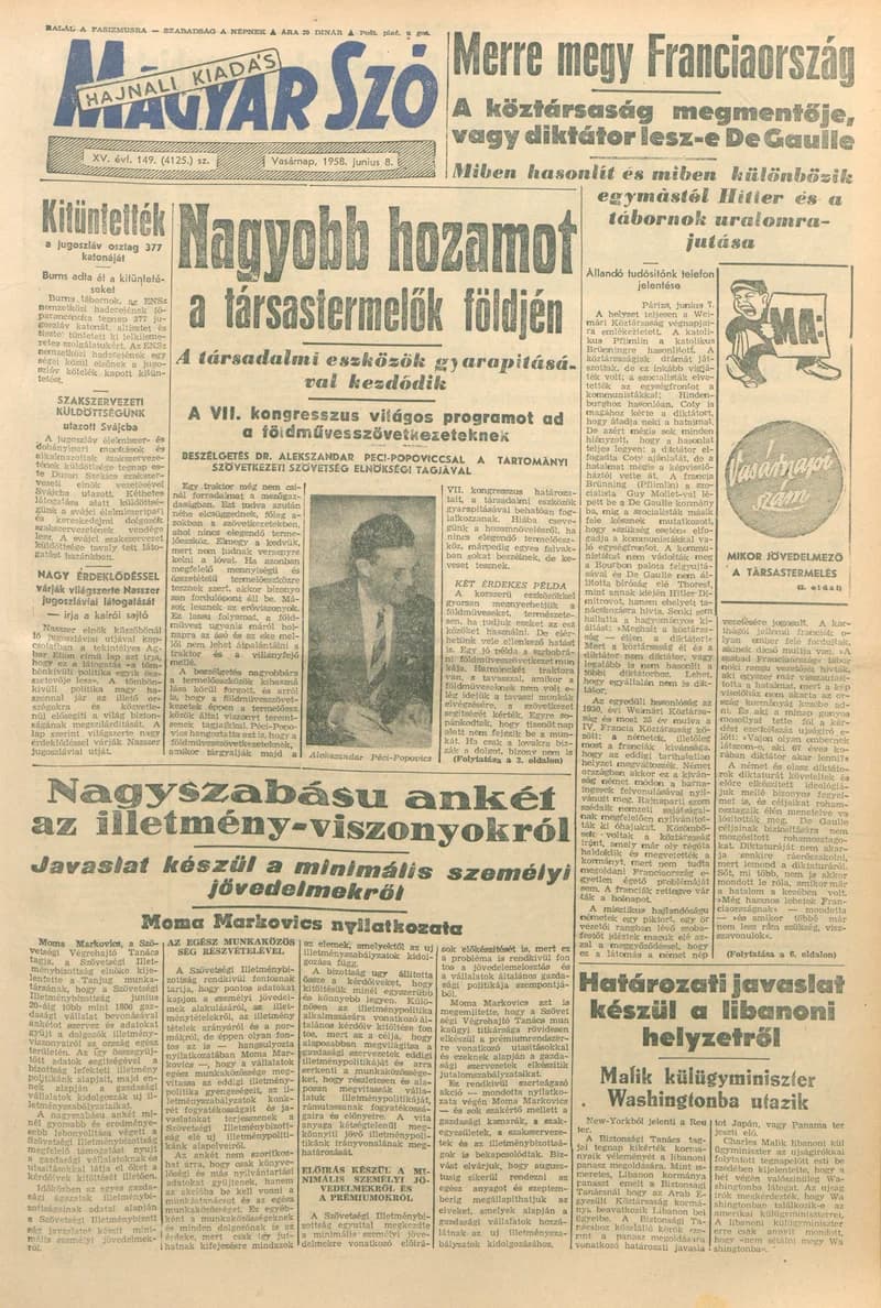 Magyar Szó, 15. évf. 1958. június 8. 149. sz. 1–24. oldal