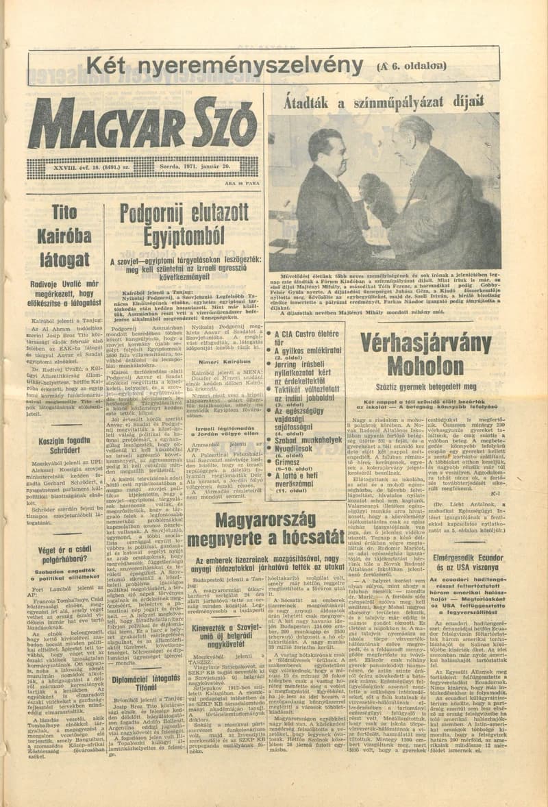 Magyar Szó, 28. évf. 1971. január 20. 18. sz. 1–14. oldal