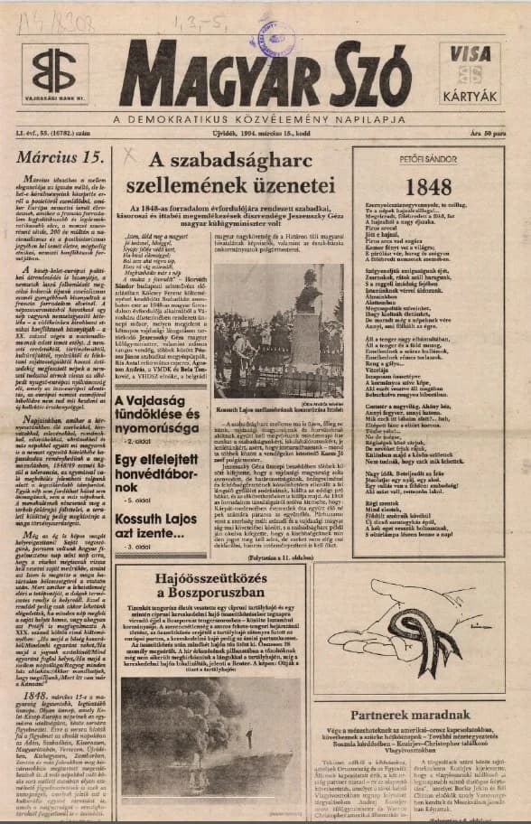 Magyar Szó, 51. évf. 1994. március 15. 53. sz. 1–16. oldal