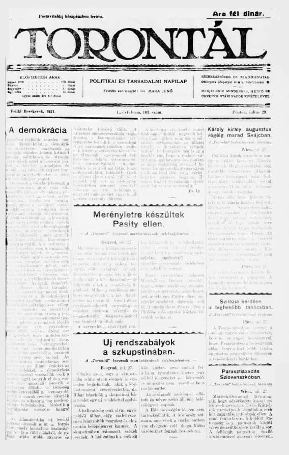 Torontál, 50. évf. 1921. július 29. 163. sz.