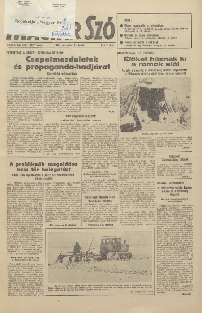 Magyar Szó, 37. évf. 1980. december 2. 331. sz. 1–16. oldal