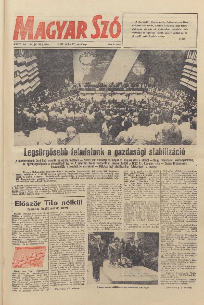 Magyar Szó, 39. évf. 1982. június 27. 174. sz. 1–36. oldal