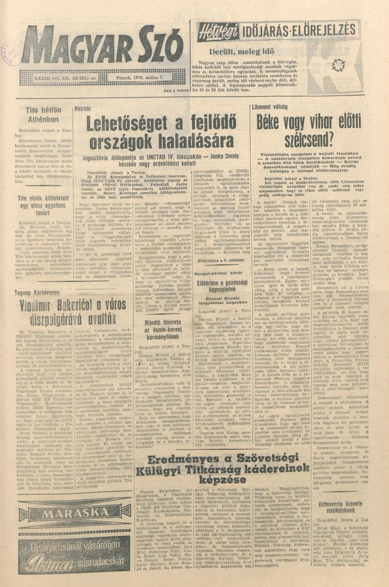 Magyar Szó, 33. évf. 1976. május 7. 124. sz. 1–16. oldal