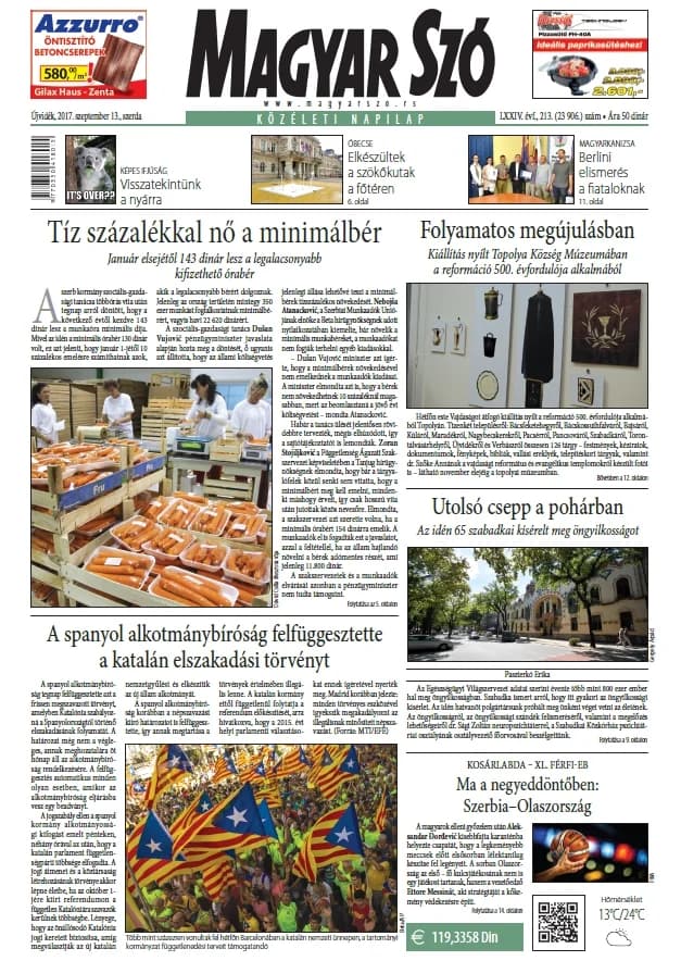 Magyar Szó, 74. évf. 2017. szeptember 13. 213. sz. 1–16. oldal