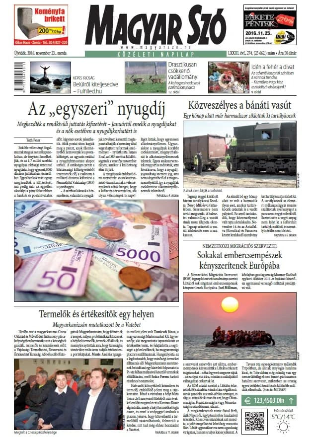 Magyar Szó, 73. évf. 2016. november 23. 274. sz. 1–16. oldal