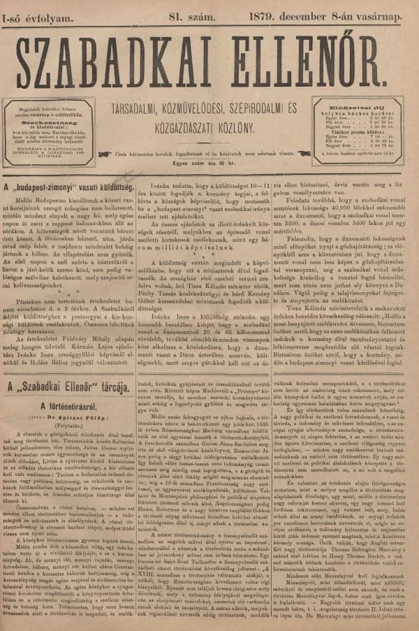Szabadkai Ellenőr, 1. évf. 1879. december 8. 81. sz.