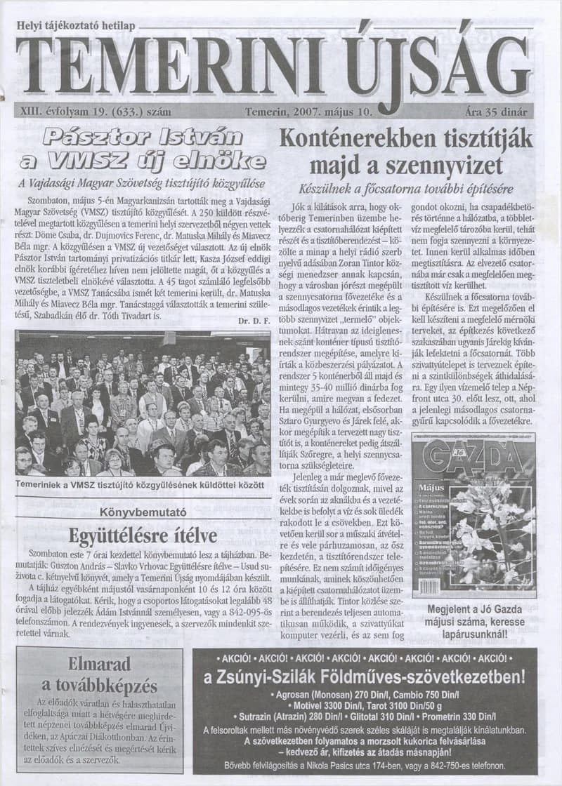 Temerini Újság, 13. évf. 2007. május 10. 19. sz.