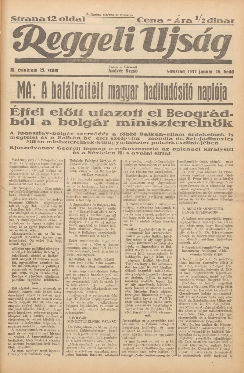 Reggeli Újság, 18. évf. 1937. január 26. 25. sz.