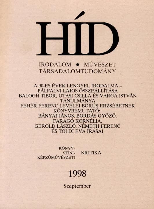 Híd, 62. évf. 1998. szeptember. 9. sz. 697–800. oldal