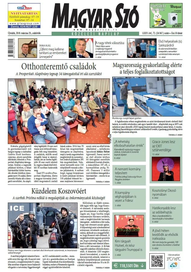 Magyar Szó, 75. évf. 2018. március 29. 72. sz. 1–20. oldal