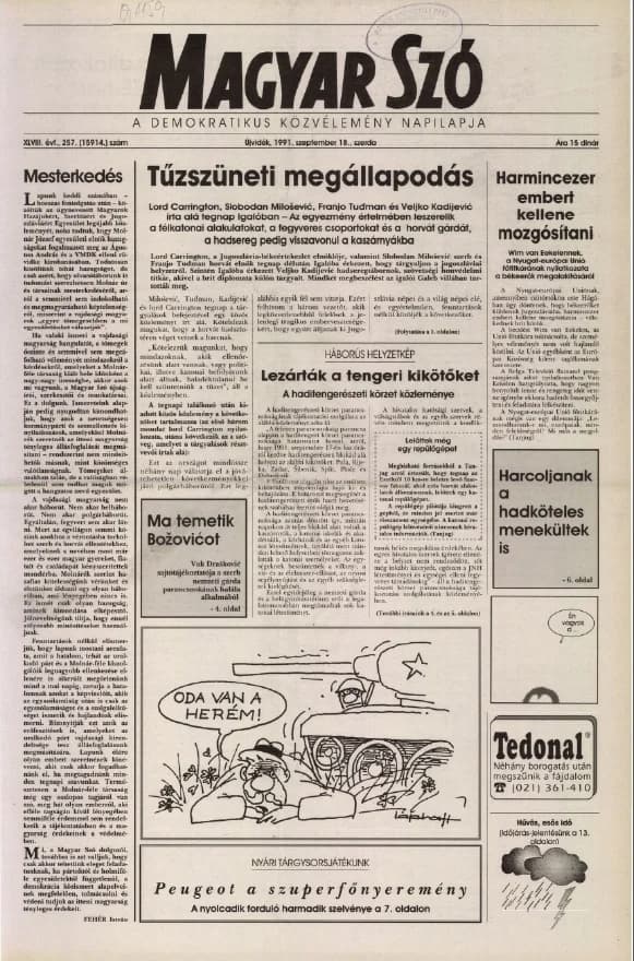Magyar Szó, 48. évf. 1991. szeptember 18. 257. sz. 1–16. oldal