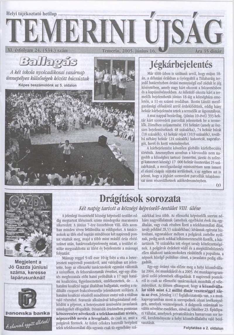 Temerini Újság, 11. évf. 2005. június 16. 24. sz.
