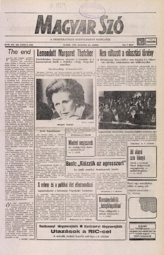 Magyar Szó, 47. évf. 1990. november 23. 323. sz. 1–20. oldal