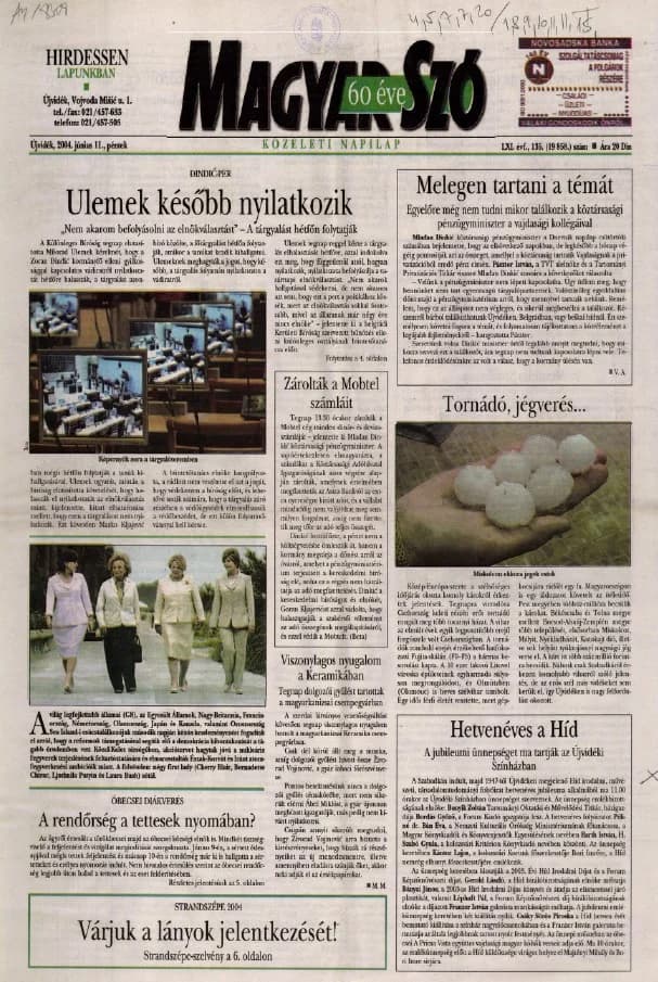 Magyar Szó, 61. évf. 2004. június 11. 135. sz. 1–20. oldal