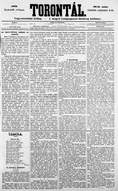 Torontál, 8. évf. 1879. szeptember 4. 36. sz.
