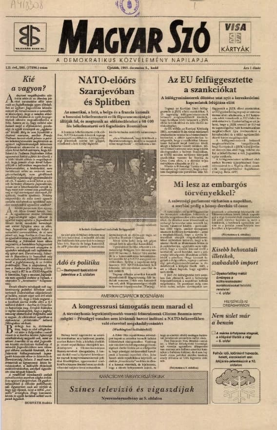 Magyar Szó, 52. évf. 1995. december 5. 282. sz. 1–16. oldal