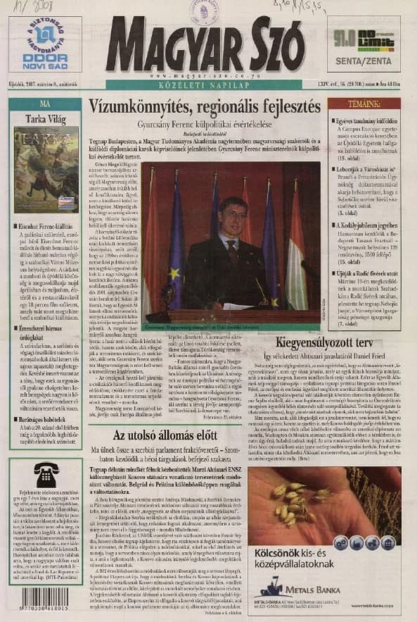 Magyar Szó, 64. évf. 2007. március 8. 56. sz. 1–20. oldal