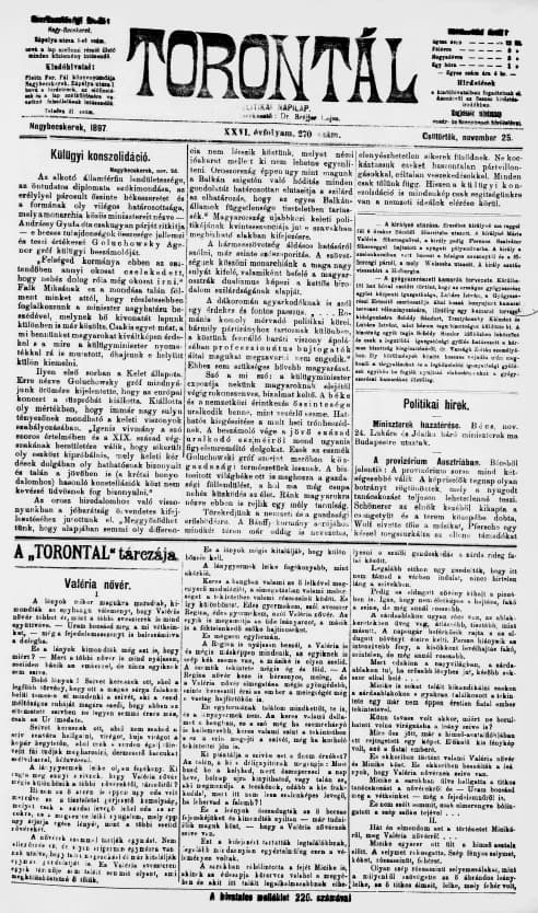 Torontál, 26. évf. 1897. november 25. 270. sz.