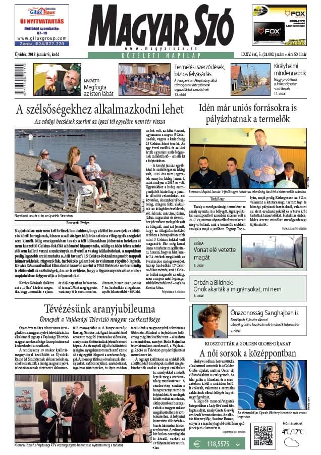 Magyar Szó, 75. évf. 2018. január 9. 5. sz. 1–20. oldal