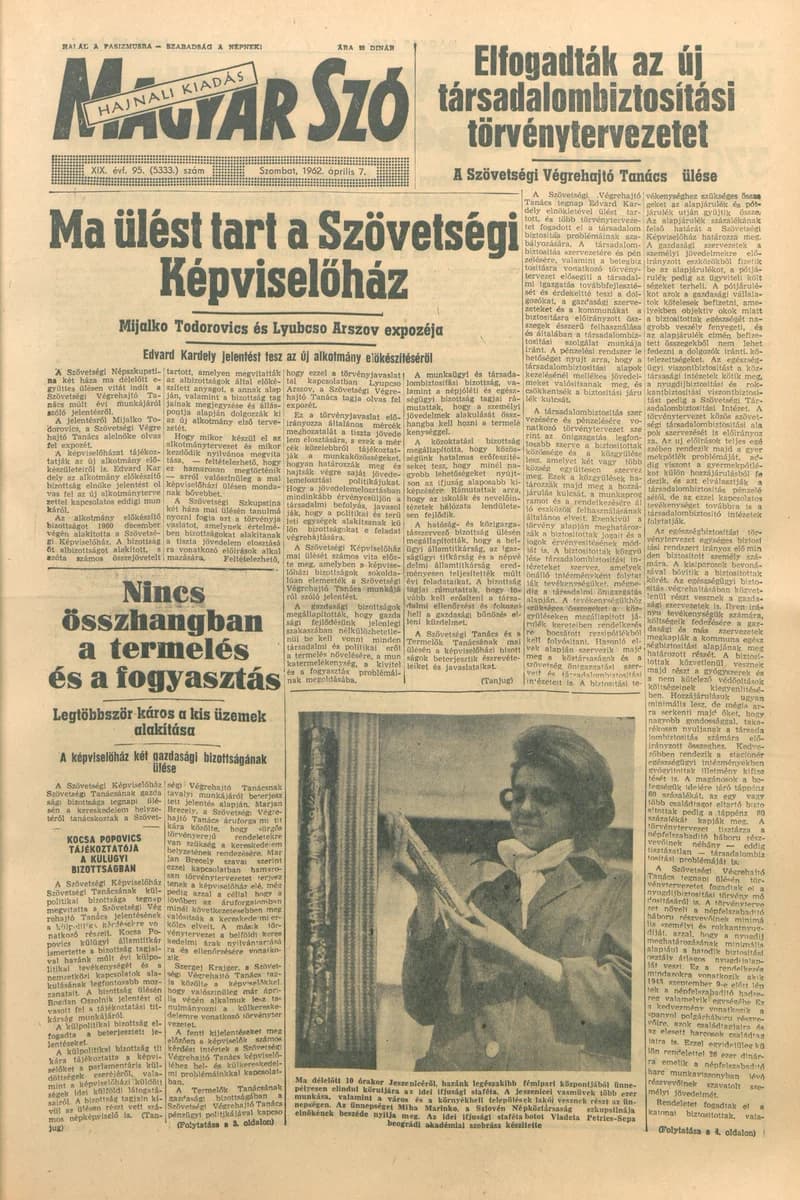 Magyar Szó, 19. évf. 1962. április 7. 95. sz. 1–12. oldal