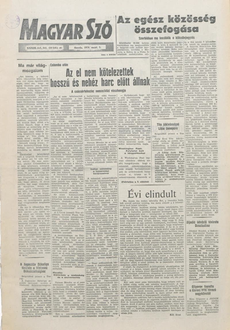 Magyar Szó, 33. évf. 1976. szeptember 1. 241. sz. 1–16. oldal