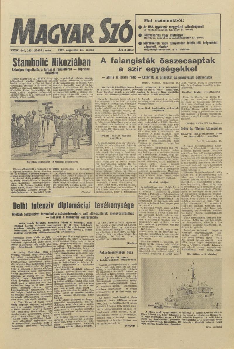 Magyar Szó, 39. évf. 1982. augusztus 25. 233. sz. 1–20. oldal