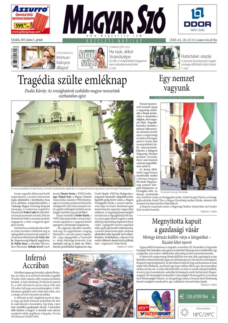 Magyar Szó, 72. évf. 2015. június 5. 126. sz. 1–16. oldal