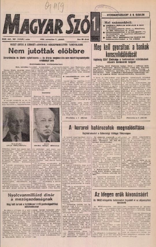 Magyar Szó, 43. évf. 1986. november 7. 307. sz. 1–24. oldal