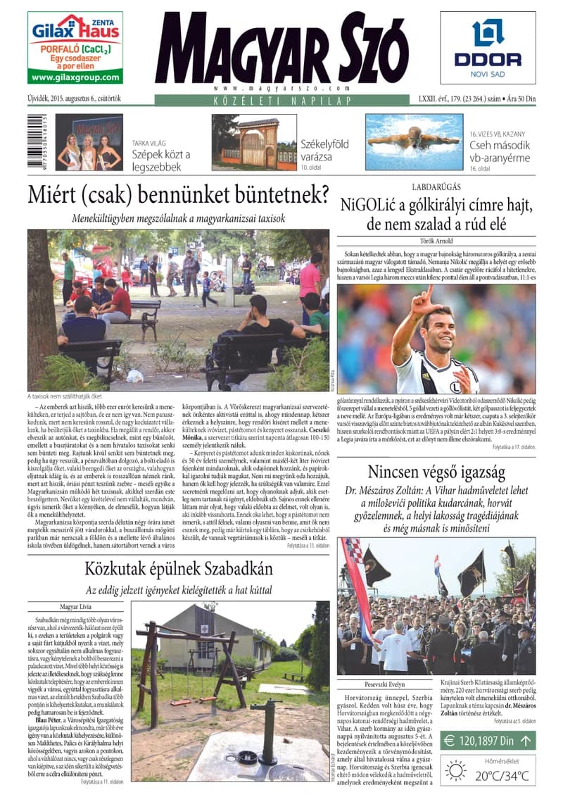 Magyar Szó, 72. évf. 2015. augusztus 6. 179. sz. 1–20. oldal