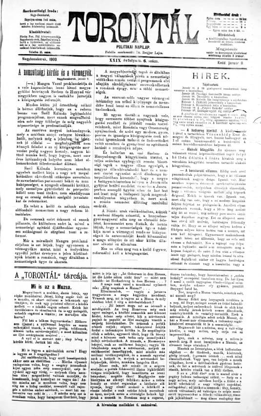 Torontál, 29. évf. 1900. január 9. 6. sz.