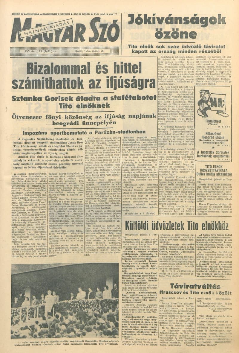 Magyar Szó, 16. évf. 1959. május 26. 123. sz. 1–18. oldal