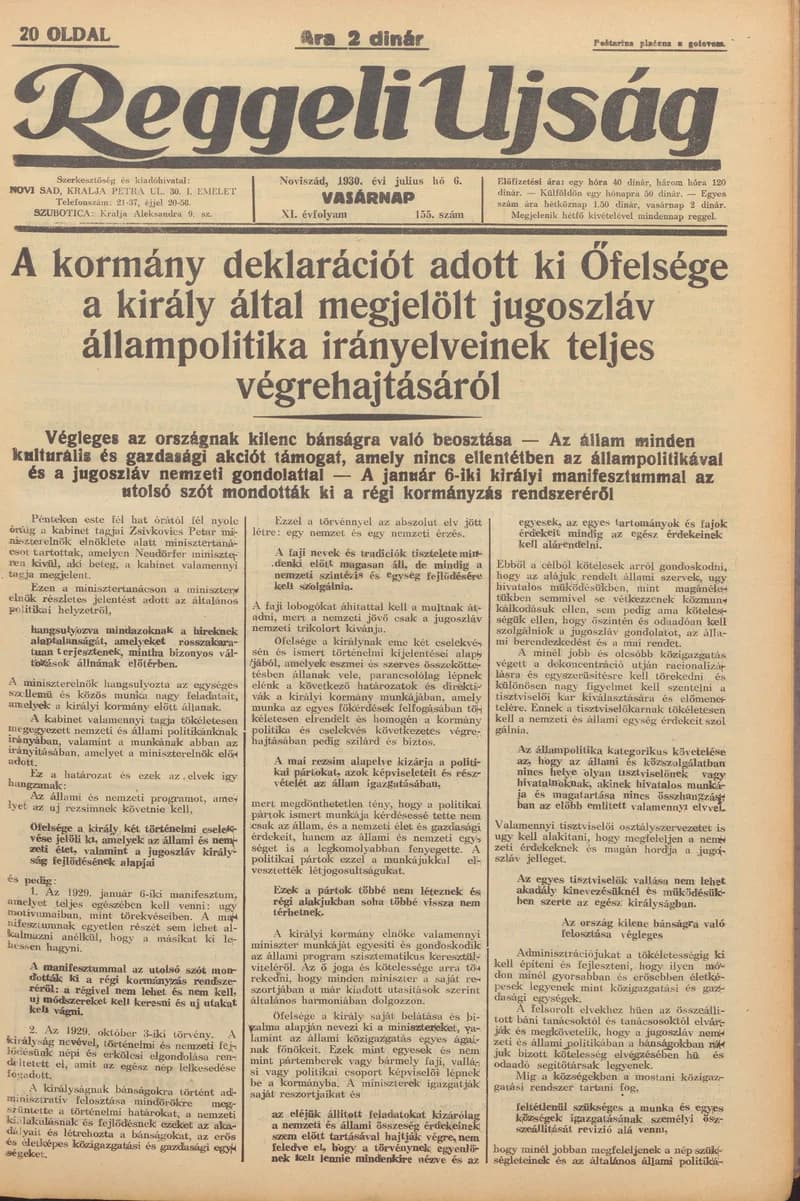 Reggeli Újság, 11. évf. 1930. július 6. 155. sz.