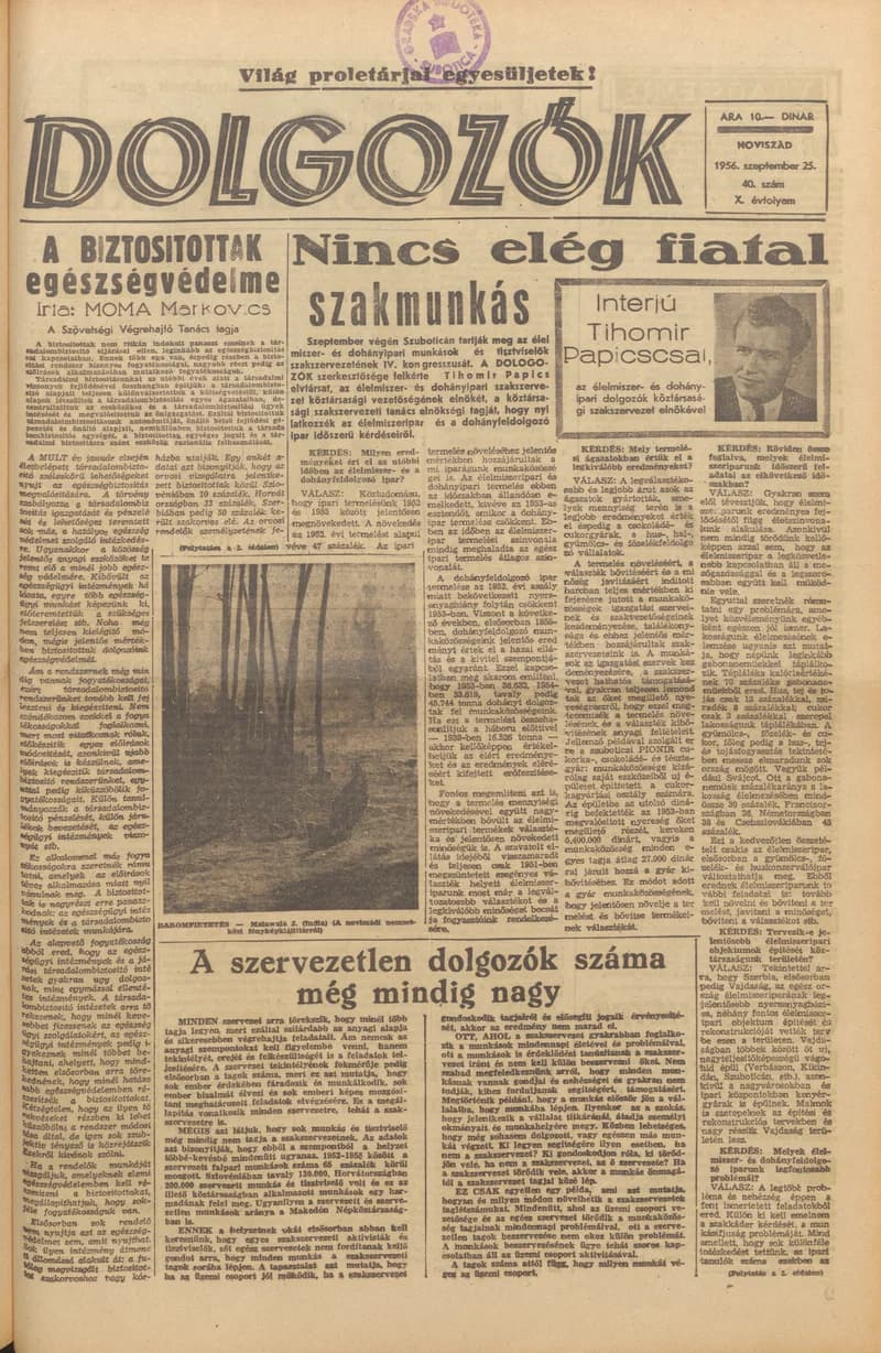 Dolgozók, 10. évf. 1956. szeptember 25. 40. sz.
