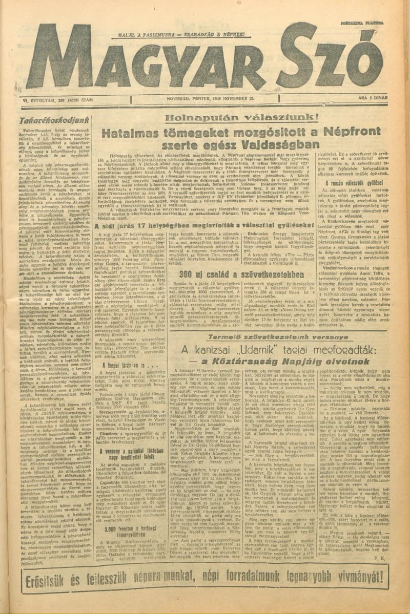Magyar Szó, 6. évf. 1949. november 25. 280. sz. 1–4. oldal