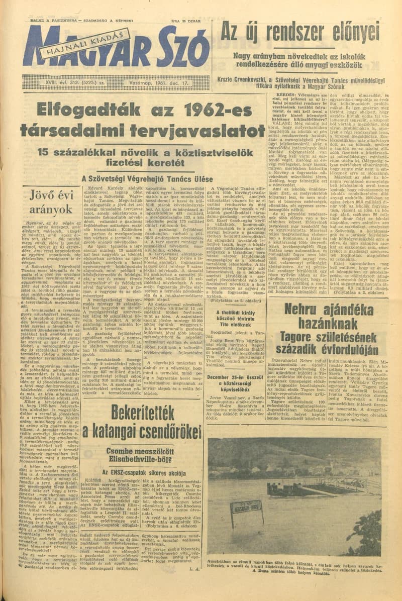 Magyar Szó, 18. évf. 1961. december 17. 312. sz. 1–24. oldal