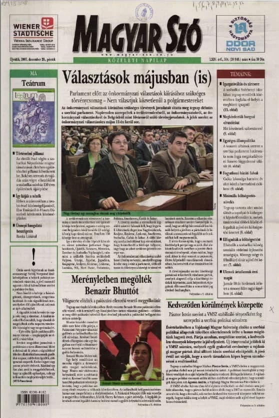 Magyar Szó, 64. évf. 2007. december 28. 304. sz. 1–20. oldal